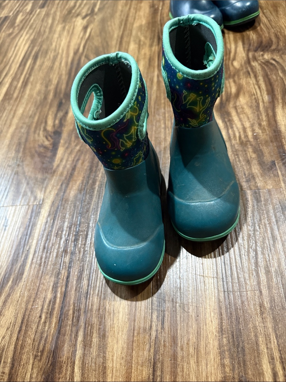 Kids Teal Waterproof Rain & Snow Boots with Colorful Cuff
